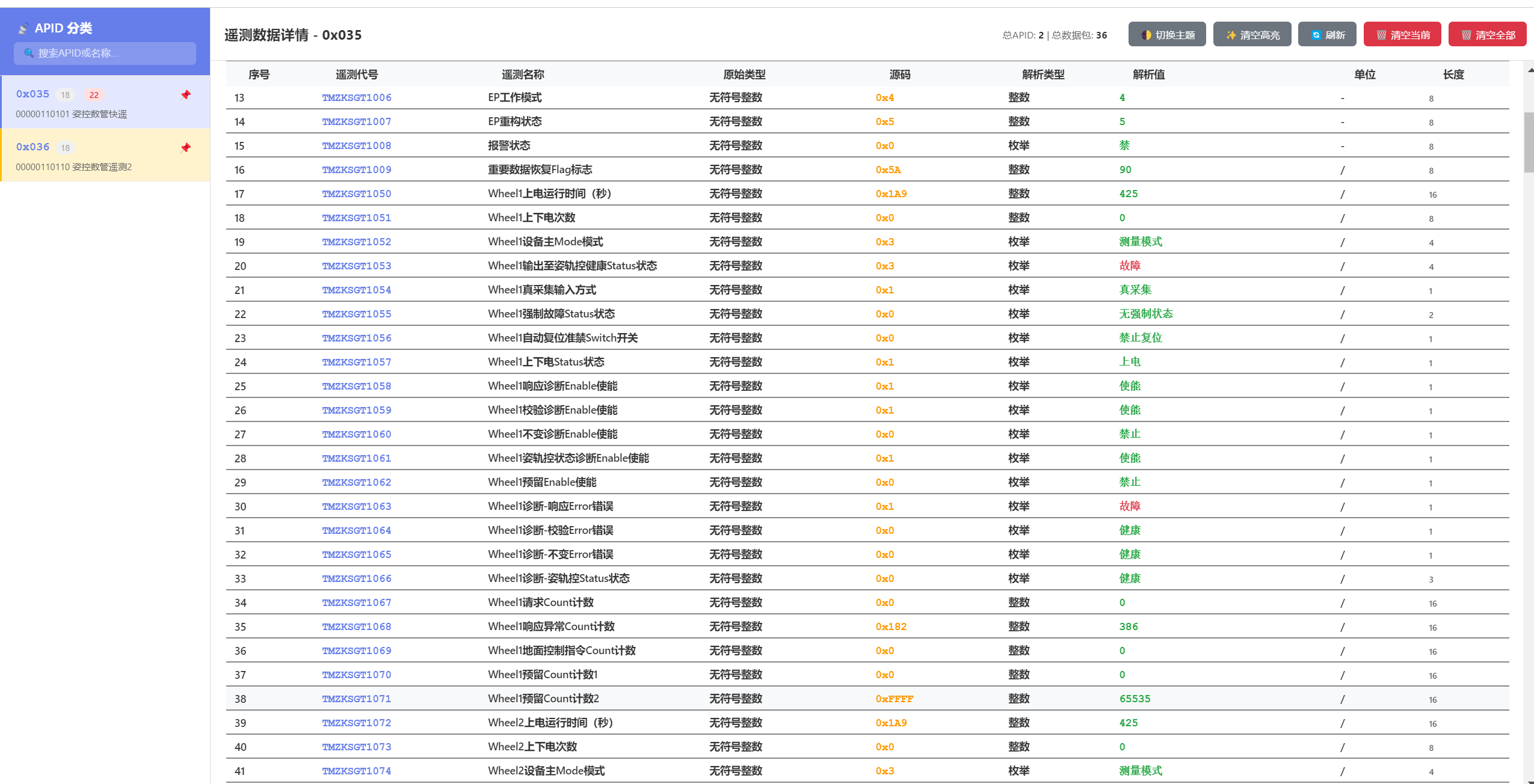 遥测界面直接查看